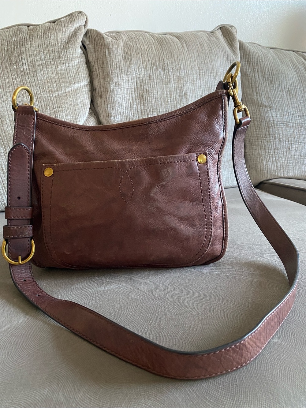 Frye Brown Crossbody Bag with Gold Hardware